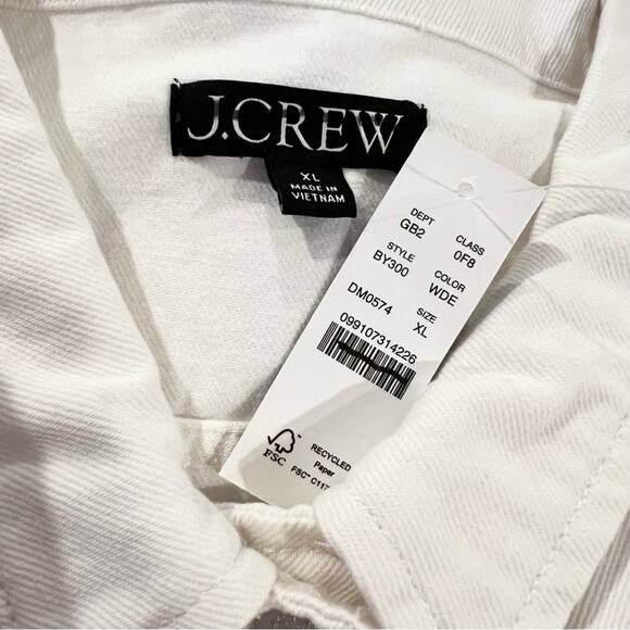 J.CREW New Classic Denim Jacket White Button Front Pockets Cropped Size XL NEW - Picture 4 of 7